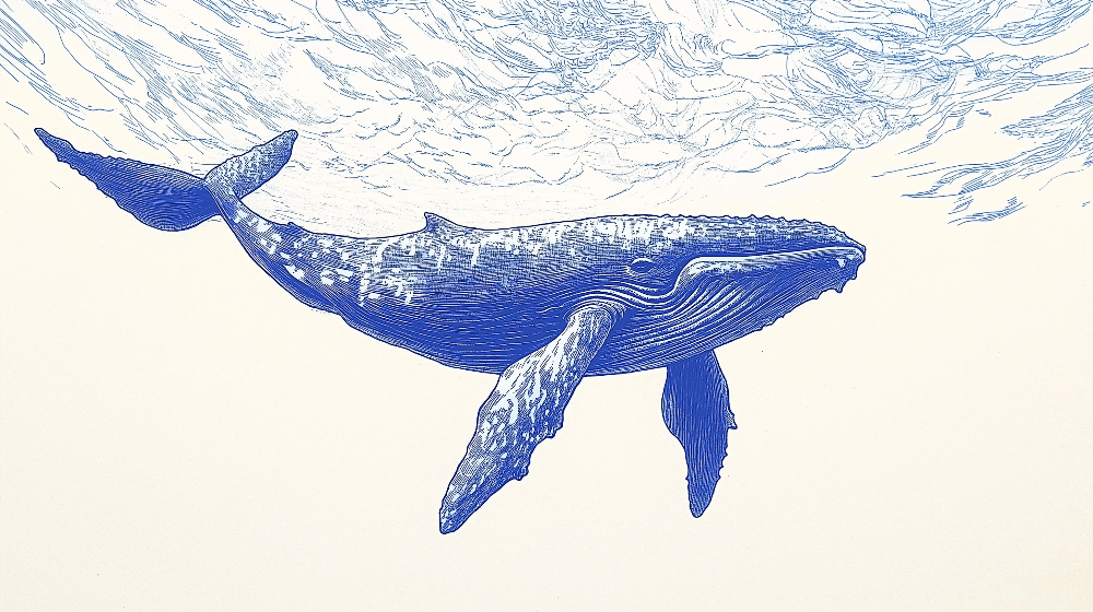 Papier peint baleine bleue illustration