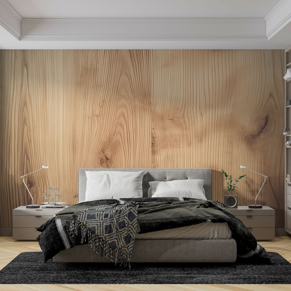 Papier peint imitation bois clair naturel