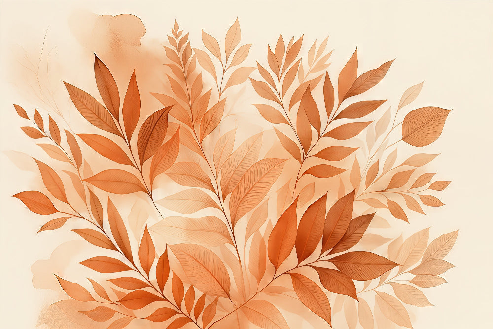 Papier peint feuillage aquarelle terracotta