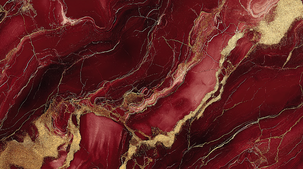 Papier peint marbre rouge et doré