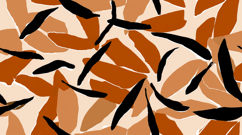 Papier peint abstrait feuilles et formes terracotta