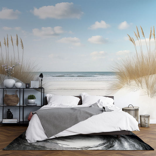 Papier peint plage dunes et mer calme