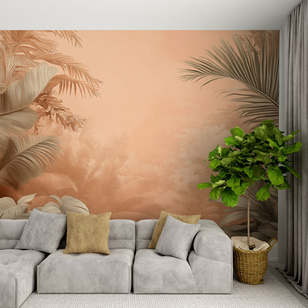 Papier peint terracotta paysage tropical