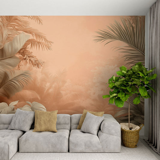 Papier peint terracotta paysage tropical