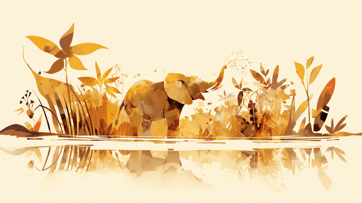Papier peint éléphant style collage