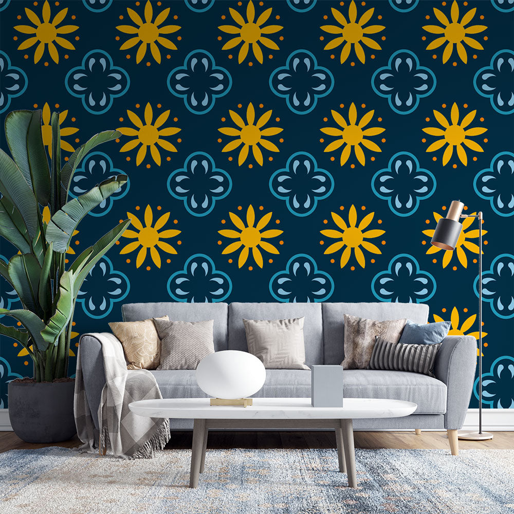 Papier peint floral géométrique moderne