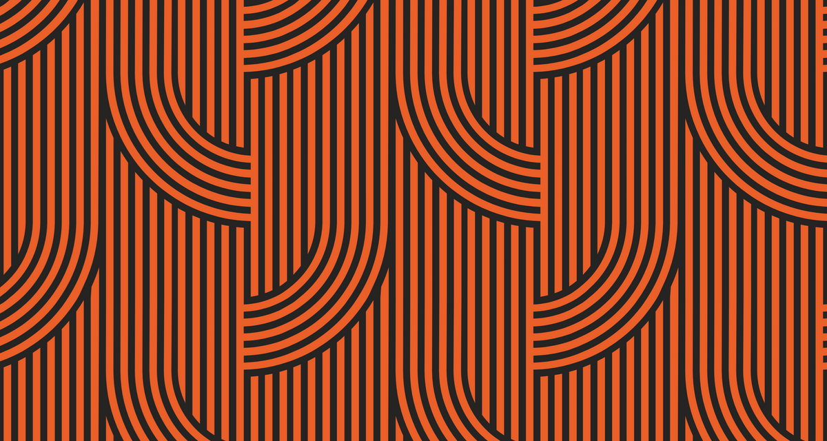 Papier peint rayures noires et orange géométrique