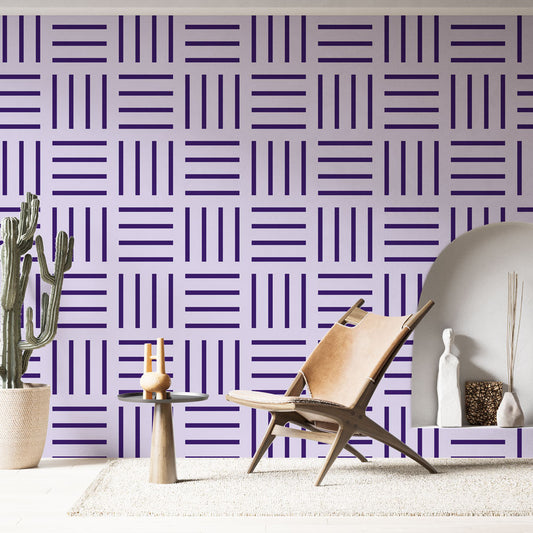 Papier peint rayures violet moderne épuré