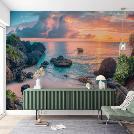 Papier peint trompe-l'œil plage privée