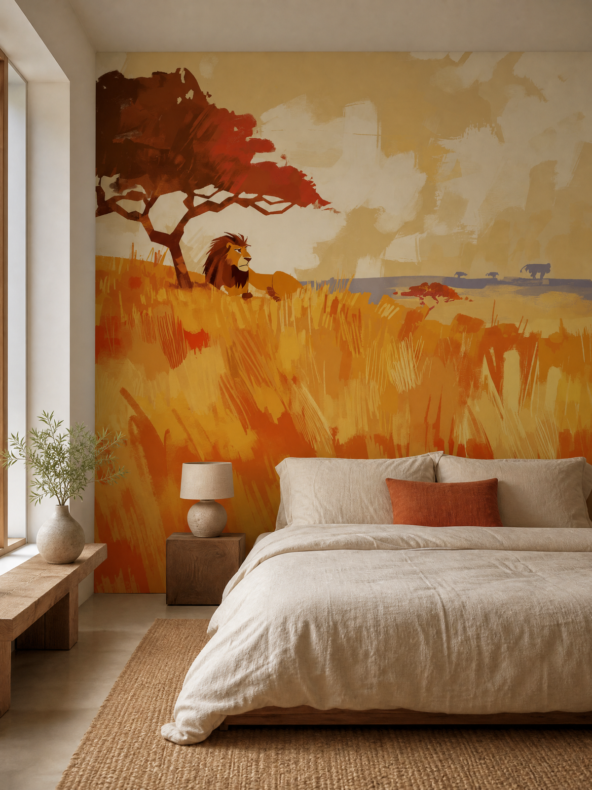 Papier peint lion roi de la savane